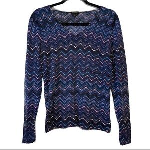 Talbots Pure Merino Wool V Neck Lightweight Blue Sweater Top Size Small